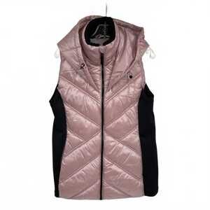 Dkny Pink/Black Puffer Vest | Women’s Regular M Synthetic Polyester